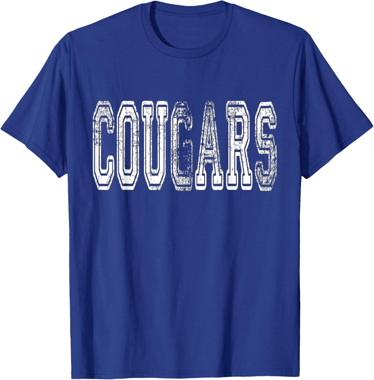 Cougars Mascot Distressed Vintage School Sports Name Fans T-Shirt - T-Shirt | Royal