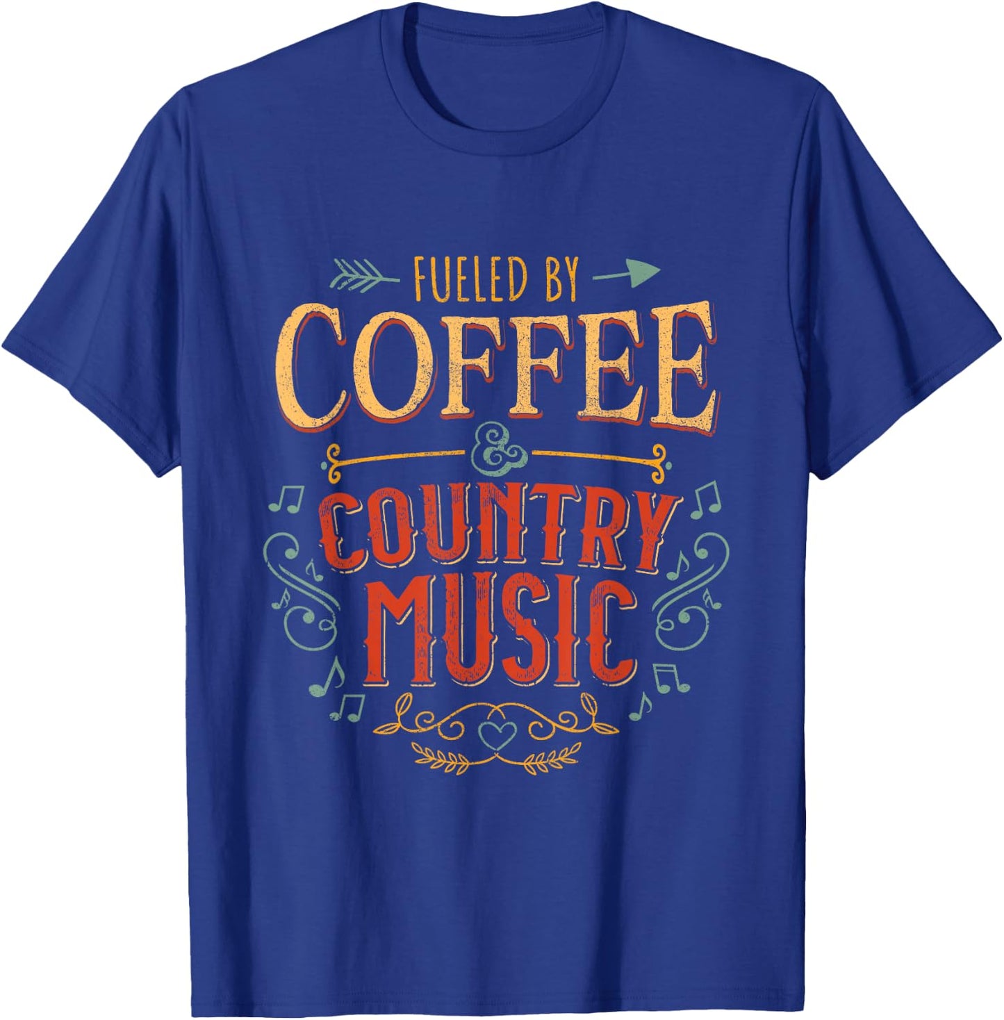 Fueled By Coffee and Country Music Cowgirl Coffee Drinker T-Shirt - T-Shirt | Royal