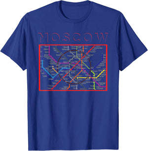 Moscow Transit Metro Map Art Russian Citizen Russia Vacation T-Shirt - T-Shirt | Royal