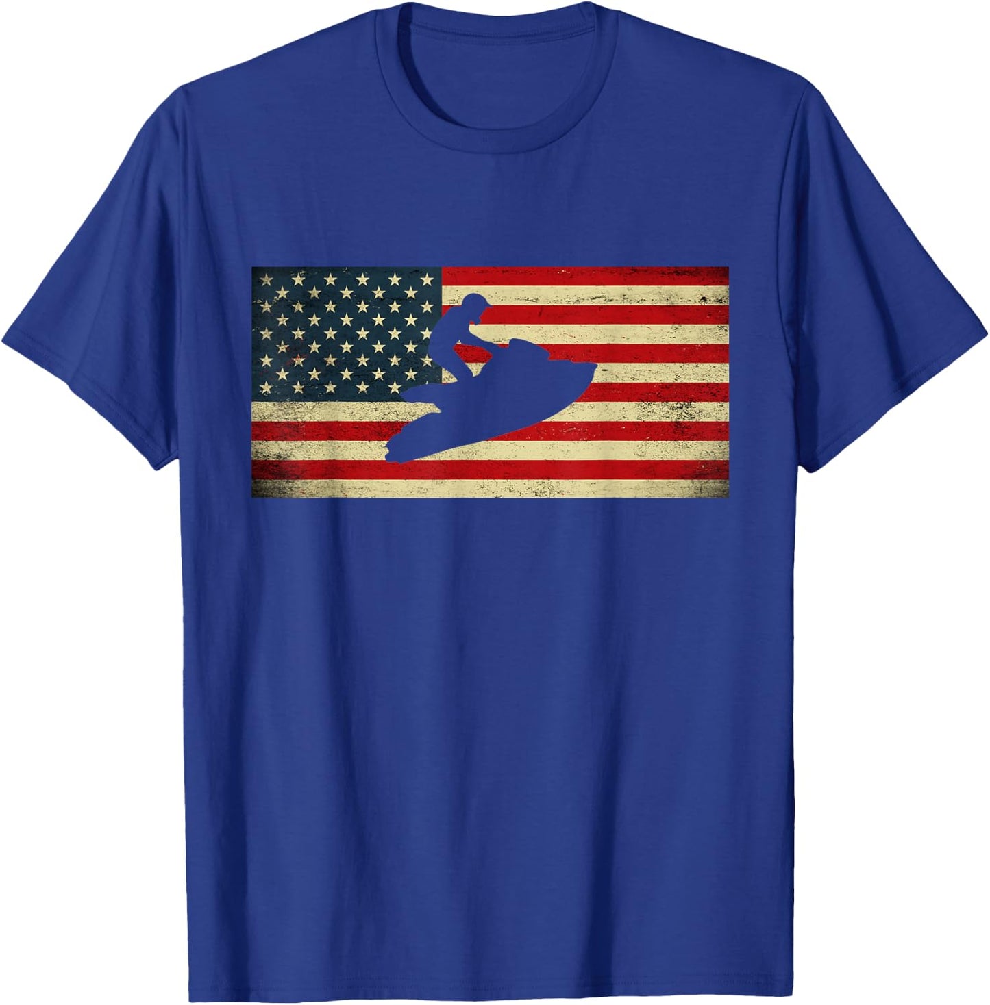 Patriotic American USA Flag Jet Skiing Jet Ski Lover T-Shirt - T-Shirt | Royal
