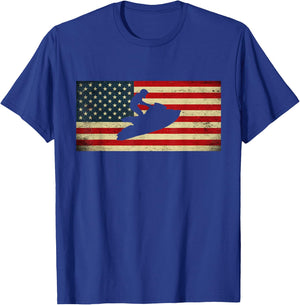 Patriotic American USA Flag Jet Skiing Jet Ski Lover T-Shirt - T-Shirt | Royal