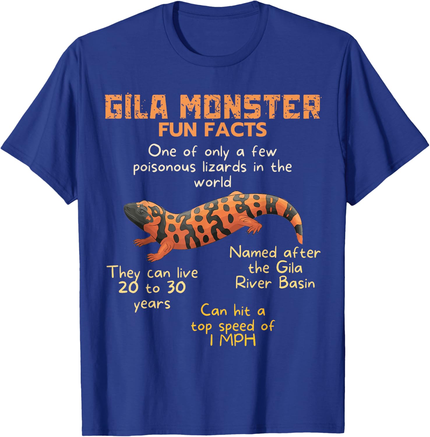 Gila Monster Fun Facts, Lizard Gila Monster T-Shirt - T-Shirt | Royal