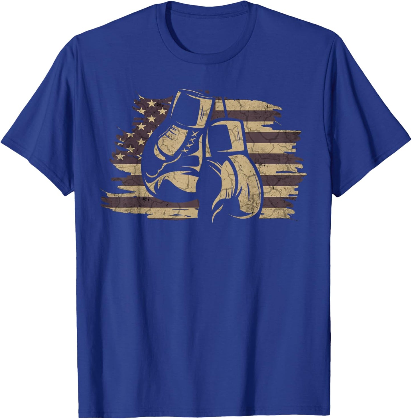 Boxing Gloves American Flag Retro Old School Boxing T-Shirt - T-Shirt | Royal