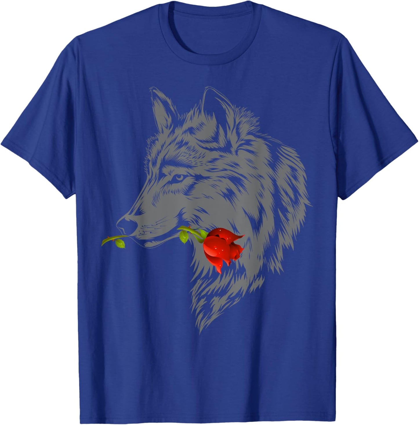 Wolf Rose | Cute Valentine Gray Wolf Gift T-Shirt - T-Shirt | Royal