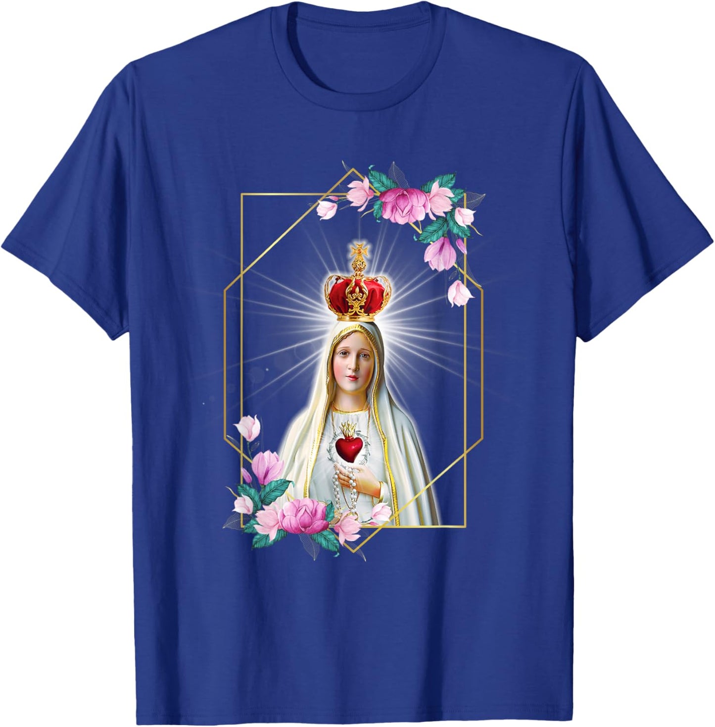 Our Lady of Fatima Immaculate Heart of Blessed Virgin Mary T-Shirt - T-Shirt | Royal