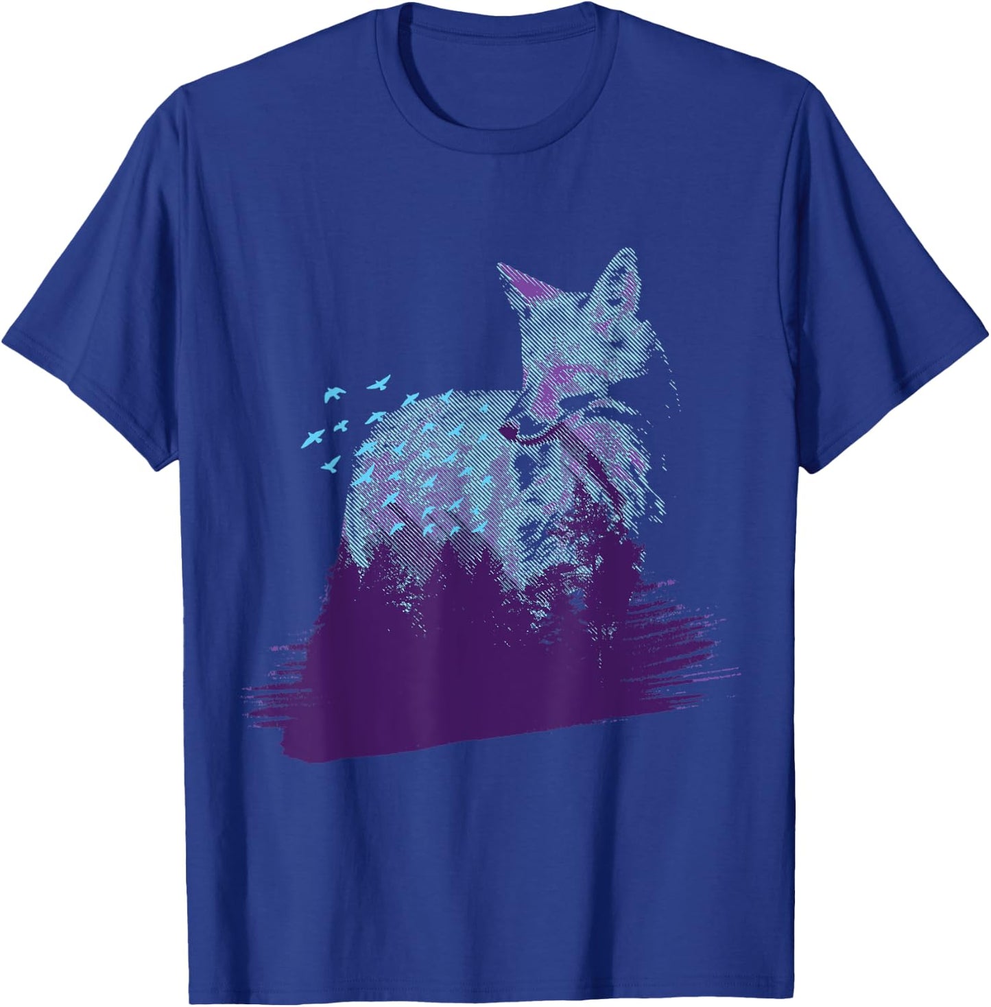 Arctic Fox Forest Landscape White Arctic Fox Lover Animal T-Shirt - T-Shirt | Royal
