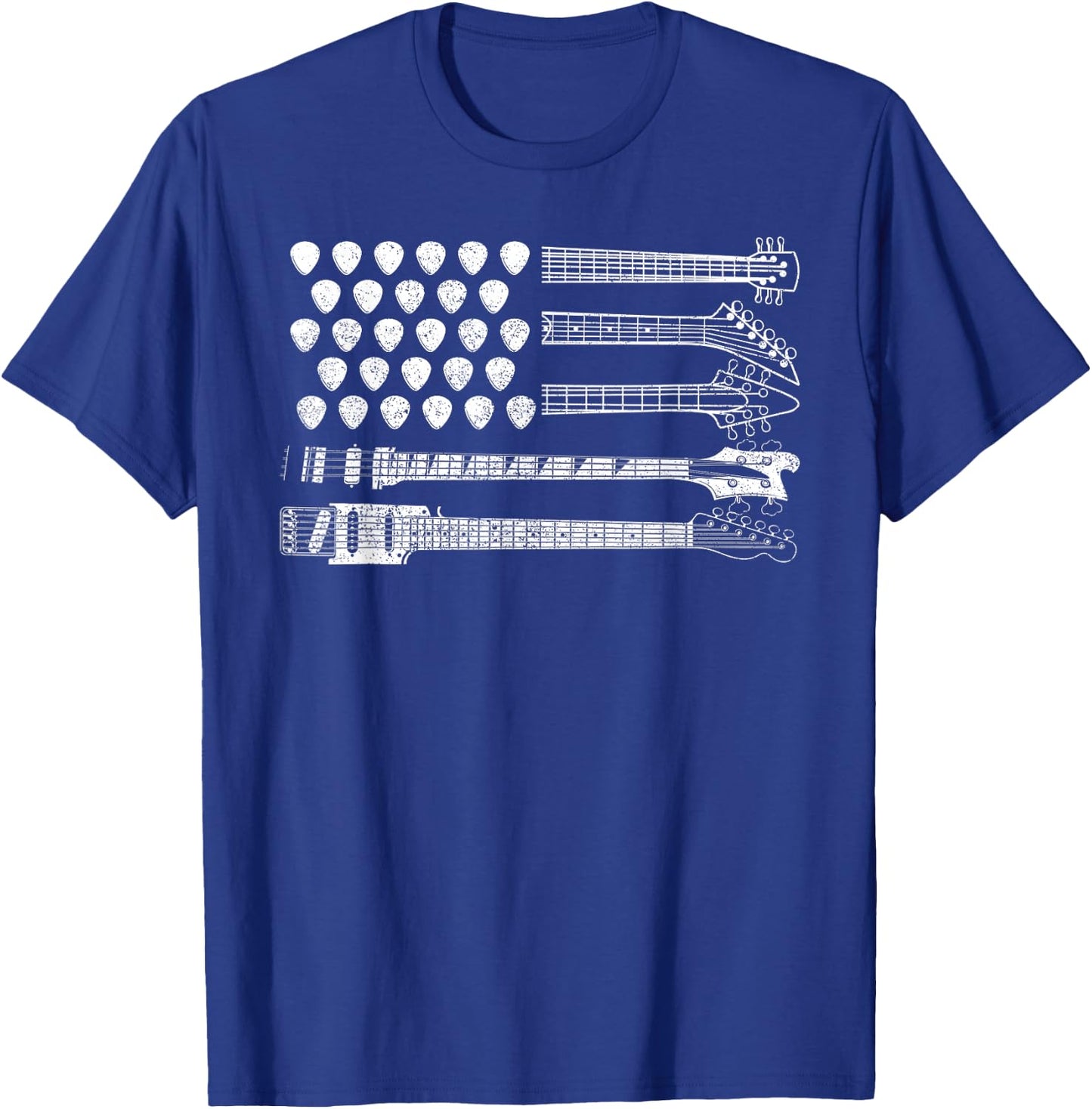 Lets Rock Rock n Roll Guitar Retro USA Flag T-Shirt - T-Shirt | Royal