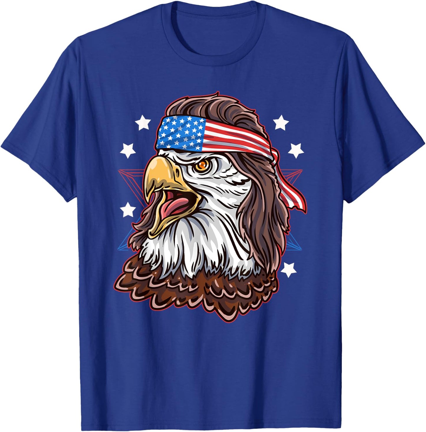Funny Redneck 80s Patriotic Proud Mullet American Bald Eagle Women Men T-Shirt - T-Shirt | Royal
