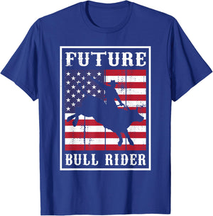 Future Bull Rider American Rodeo Patriotic USA Bull Riding T-Shirt - T-Shirt | Royal