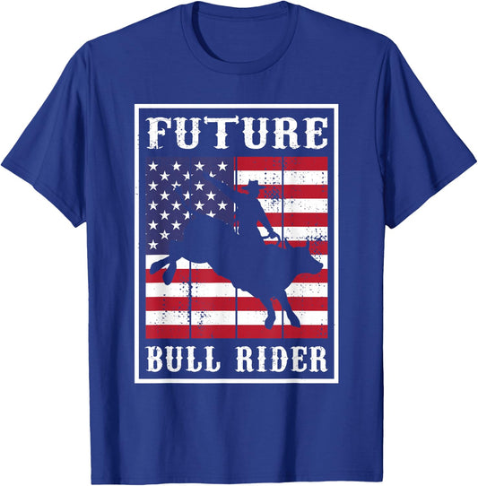 Future Bull Rider American Rodeo Patriotic USA Bull Riding T-Shirt - T-Shirt | Royal