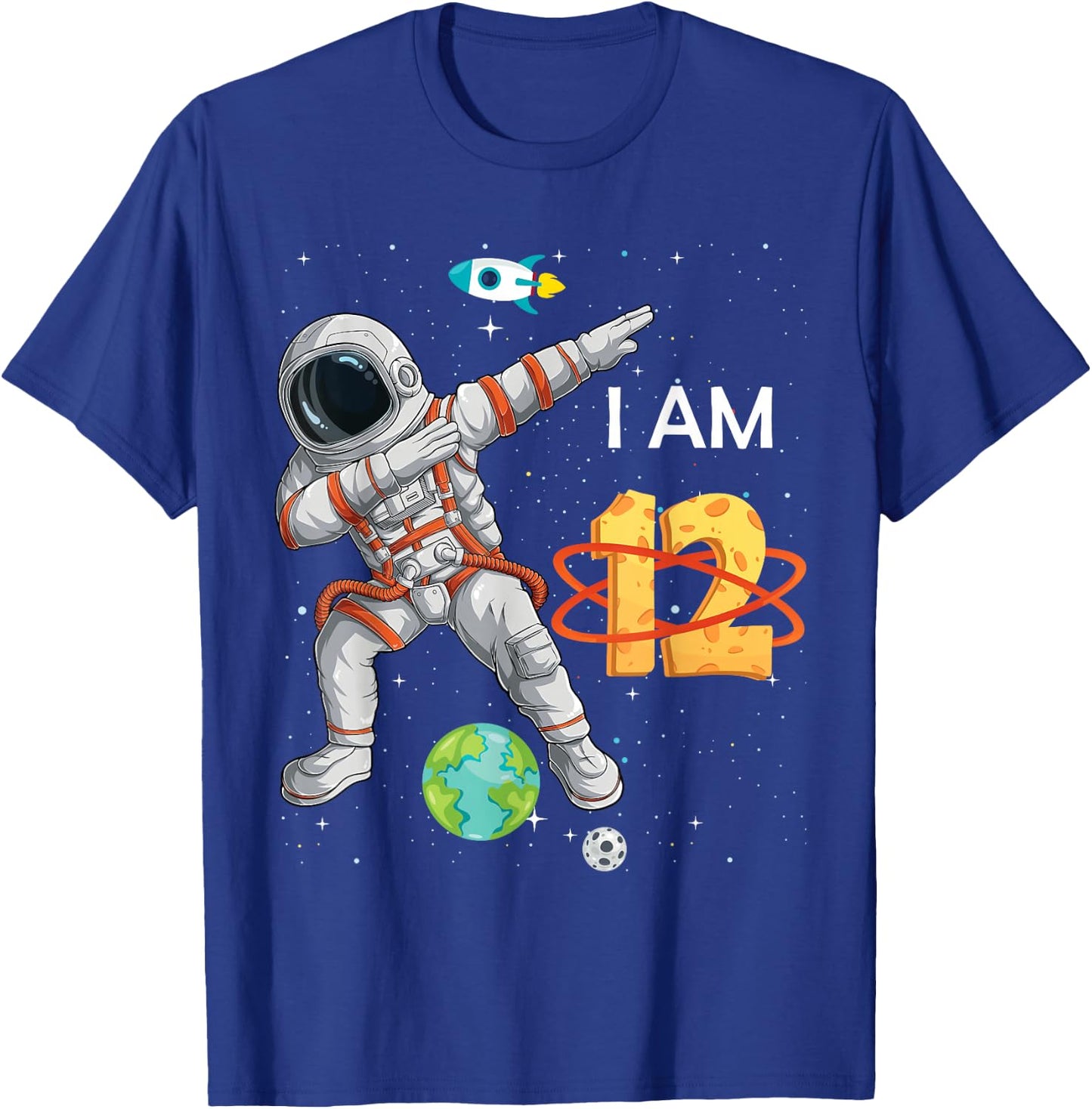 12 Years Old Birthday Boy Astronaut Space 12th B-Day T-Shirt - T-Shirt | Royal