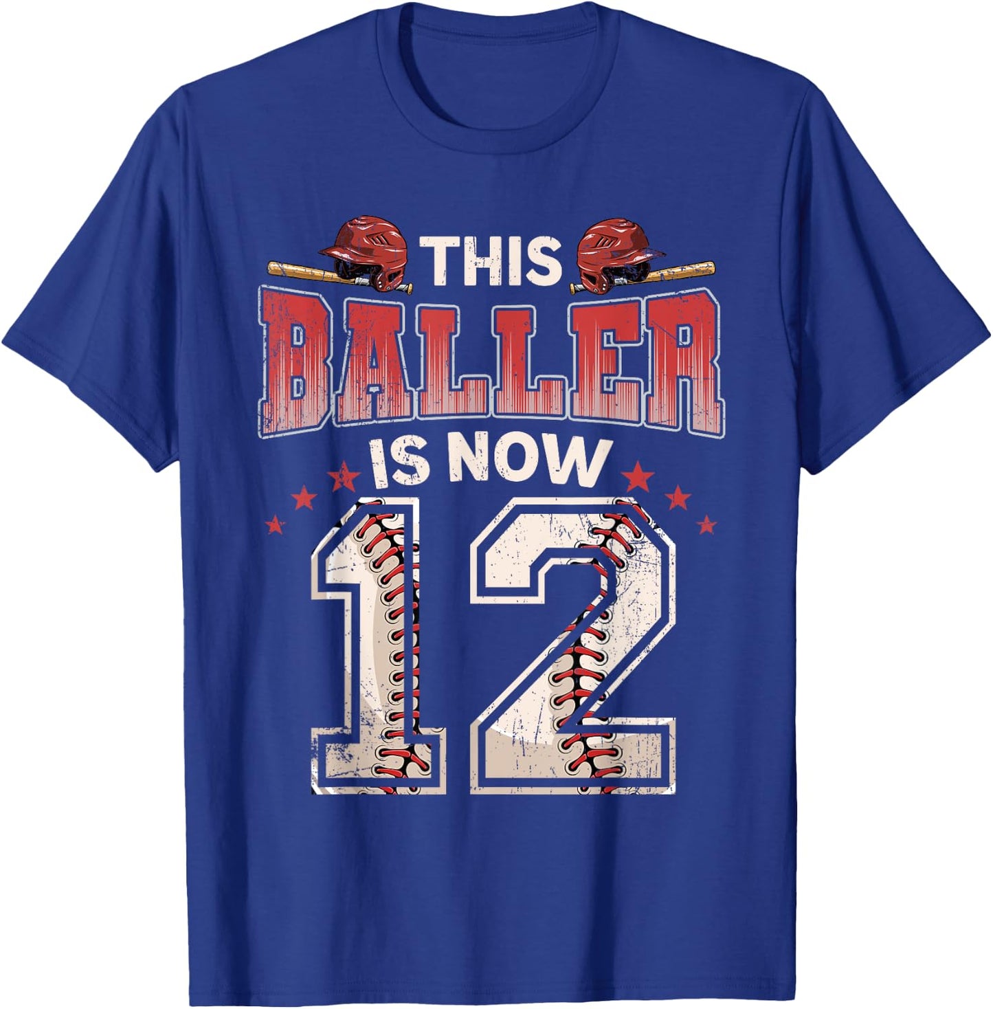 12th Birthday Baseball Boy 12 Year Old Baseball Player Kids T-Shirt - T-Shirt | Royal
