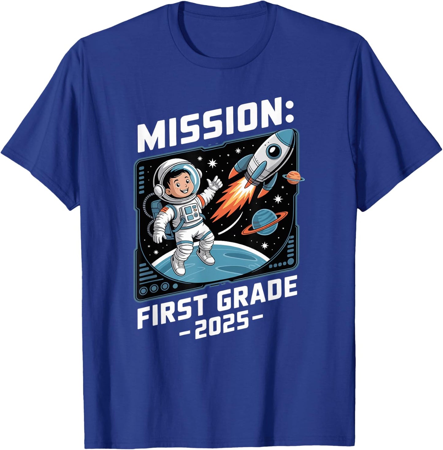 Mission 1st Class Astronaut School Start School Child Space T-Shirt - T-Shirt | Royal