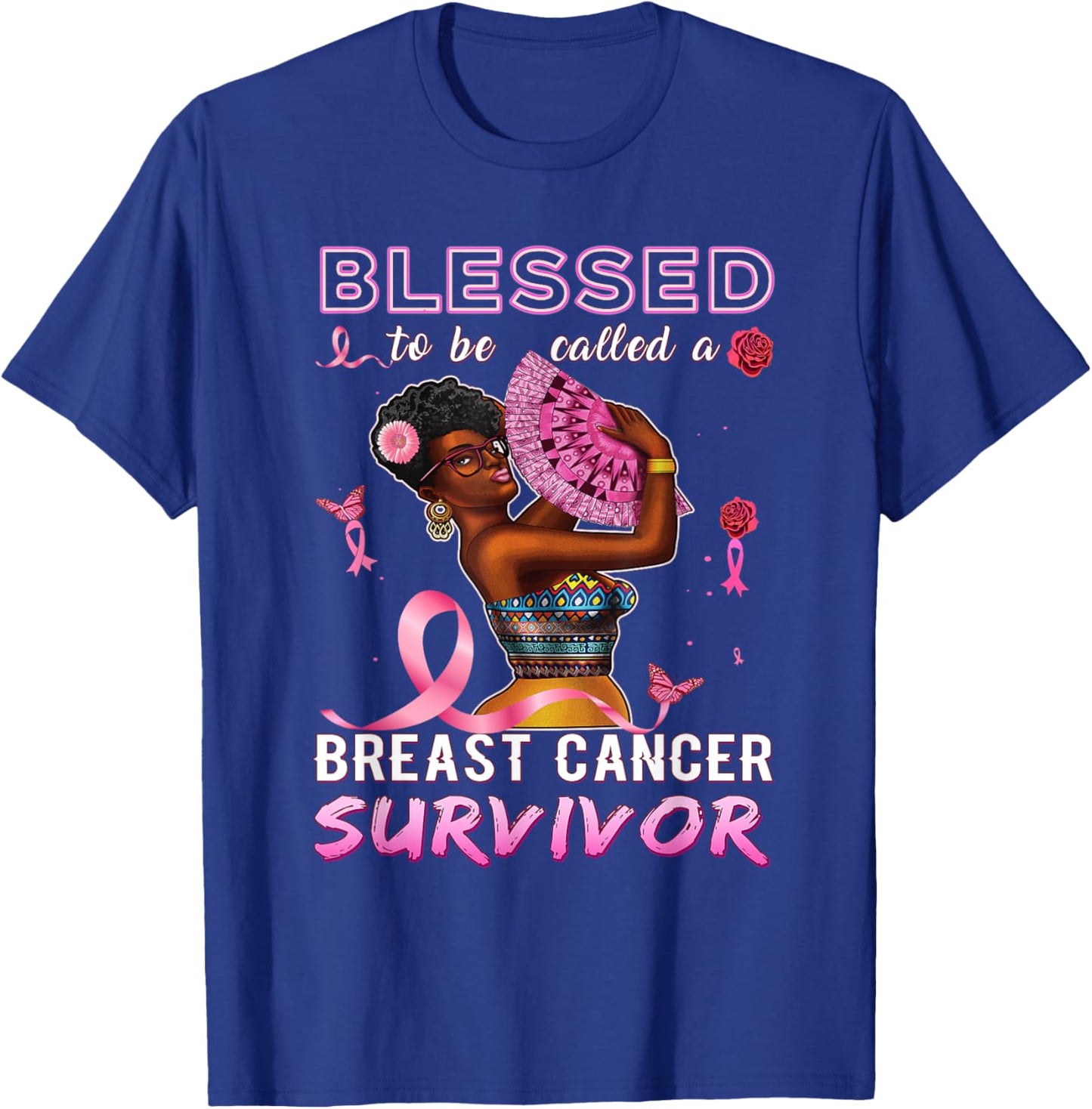 African American Breast Cancer Black Women Blessed Survivor T-Shirt - T-Shirt | Royal