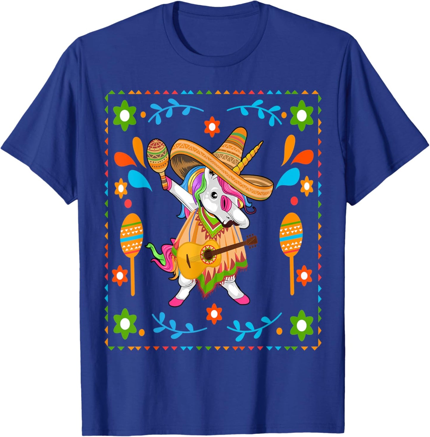 Dabbing Unicorn Poncho Cinco de Mayo Men Sombrero Funny Dab T-Shirt - T-Shirt | Royal