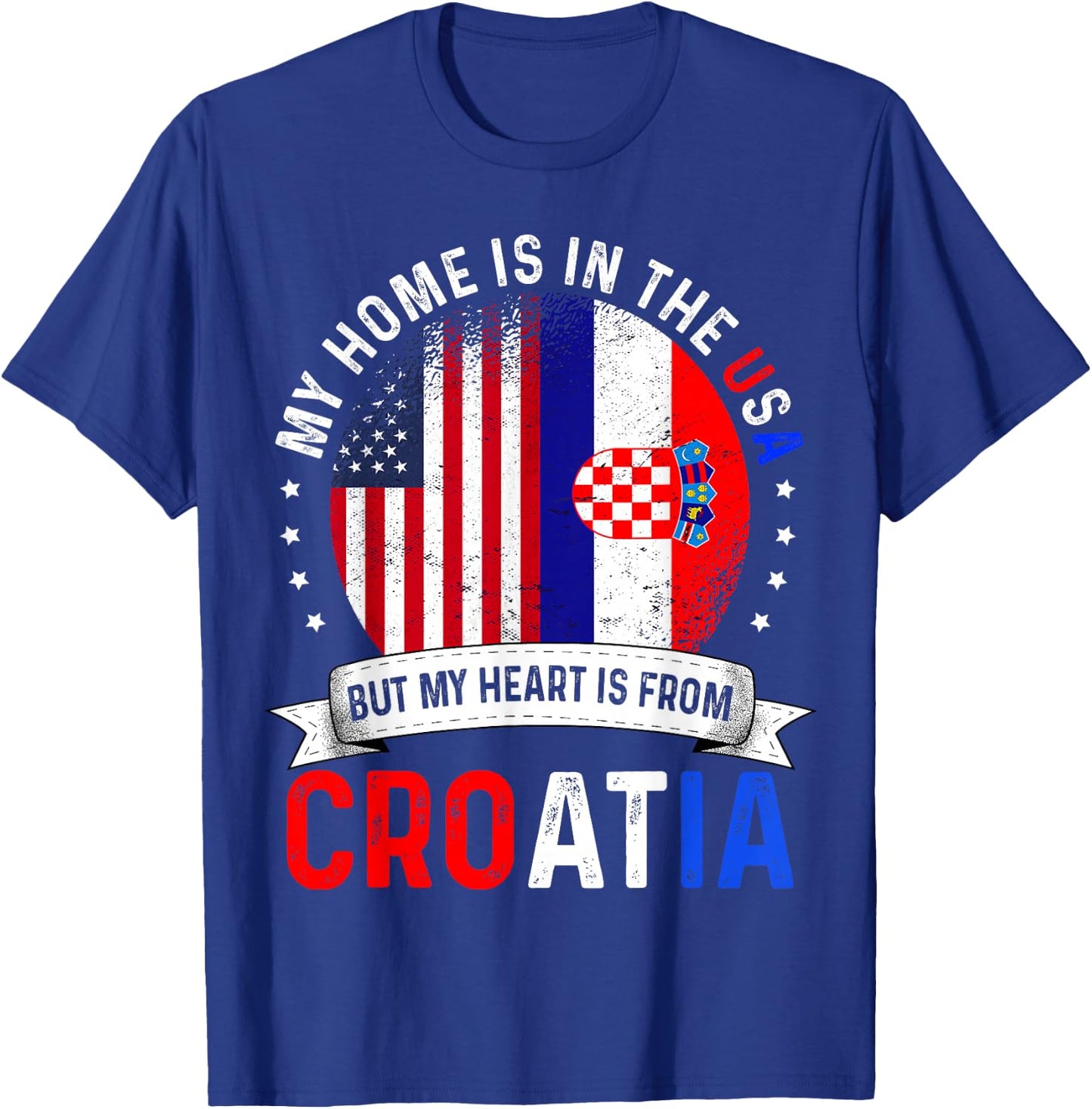 Croatian American Patriot Heart is from Croatia Flag T-Shirt - T-Shirt | Royal