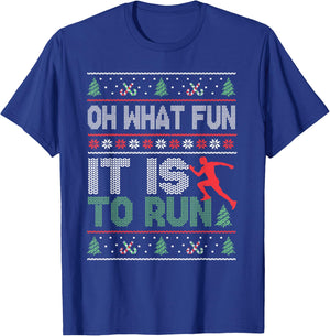 Oh What Fun It Is To Run Christmas Running Ugly T-Shirt - T-Shirt | Royal