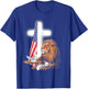Lion And Lamb Cross Sheep Dove America Flag T-Shirt - T-Shirt | Royal