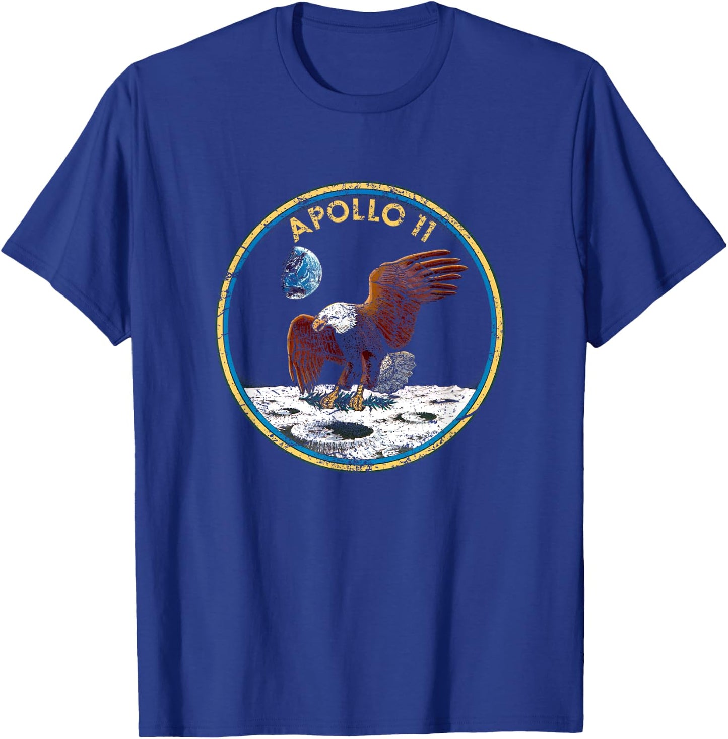 NASA Apollo 11 Mission Badge Distressed T-Shirt - T-Shirt | Royal