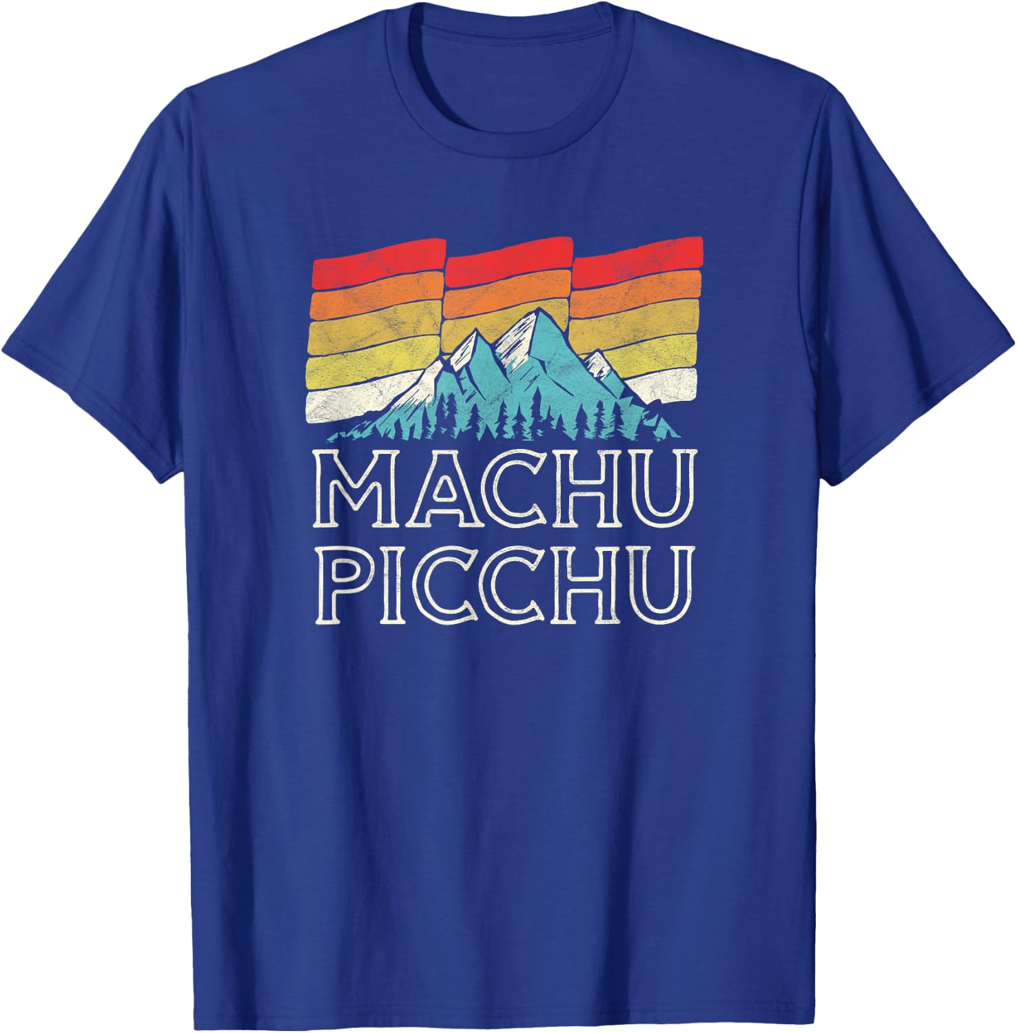 Retro Macchu Picchu Mountain - Vintage 80s Sunset T-Shirt - T-Shirt | Royal