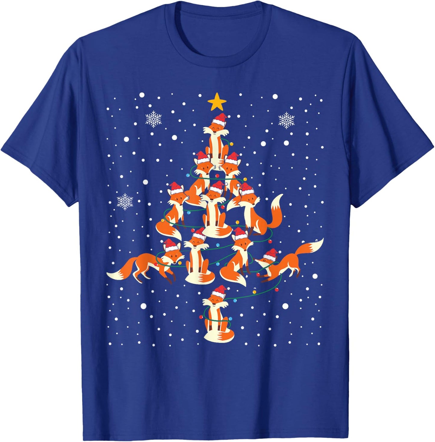 Foxes Christmas Tree Lights Fox Xmas Pajama T-Shirt - T-Shirt | Royal