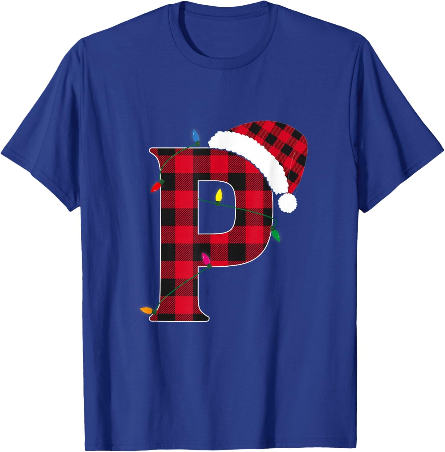 Awesome Letter P Initial Name Buffalo Plaid Christmas T-Shirt - T-Shirt | Royal