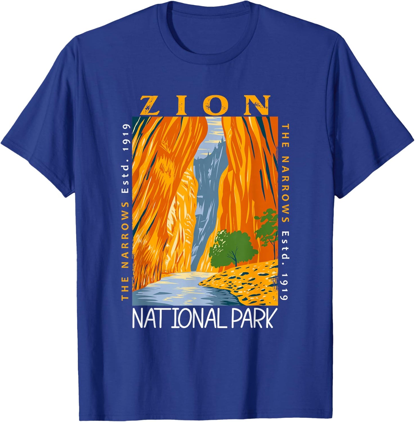 Zion National Park Utah Vintage The Narrows Vintage T-Shirt - T-Shirt | Royal