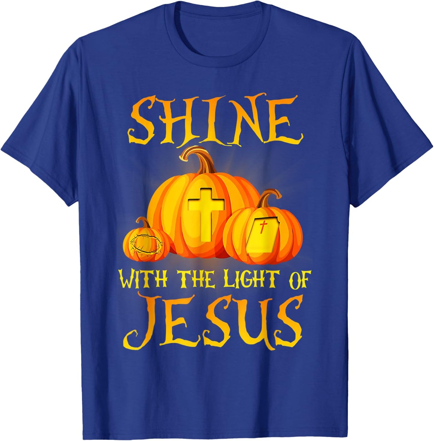 Jack O Lantern Jesus Pumpkin Shine With The Light Of Jesus T-Shirt - T-Shirt | Royal