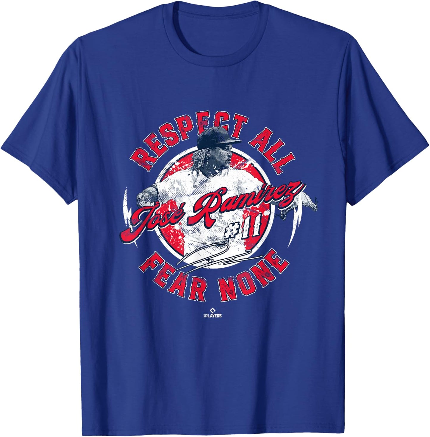Jose Ramirez Respect All Fear None Enriquito Cleveland MLBPA T-Shirt - T-Shirt | Royal
