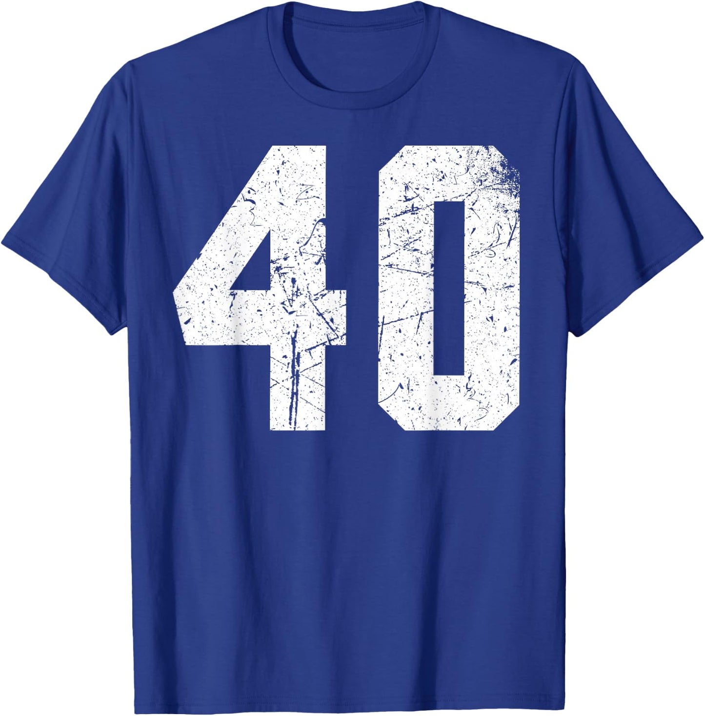 Number #40 White Vintage Varsity Number T-Shirt - T-Shirt | Royal