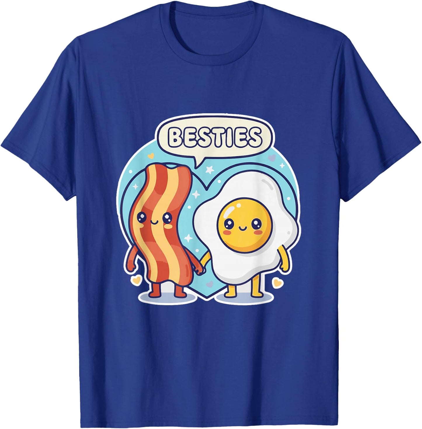 Cute Kawai Bacon Egg Breakfast Besties BFF Friends Couples T-Shirt - T-Shirt | Royal