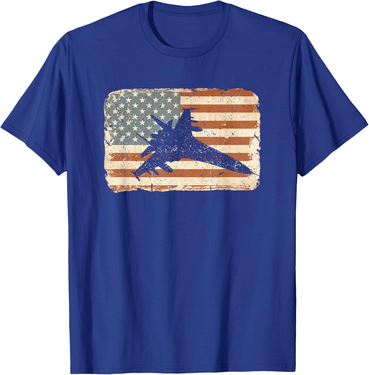 Jet airplane American Flag patriotic vintage plane shirt Kids Men T-Shirt - T-Shirt | Royal