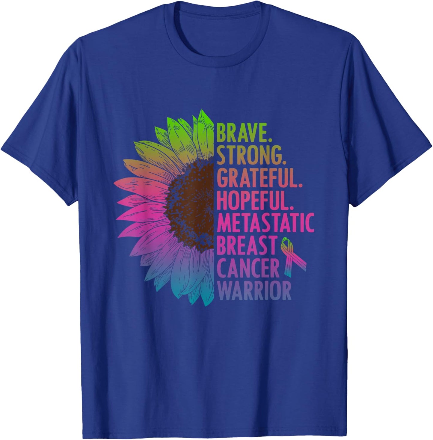 Care Warrior Metastatic Breast Cancer Ribbon Awareness T-Shirt - T-Shirt | Royal