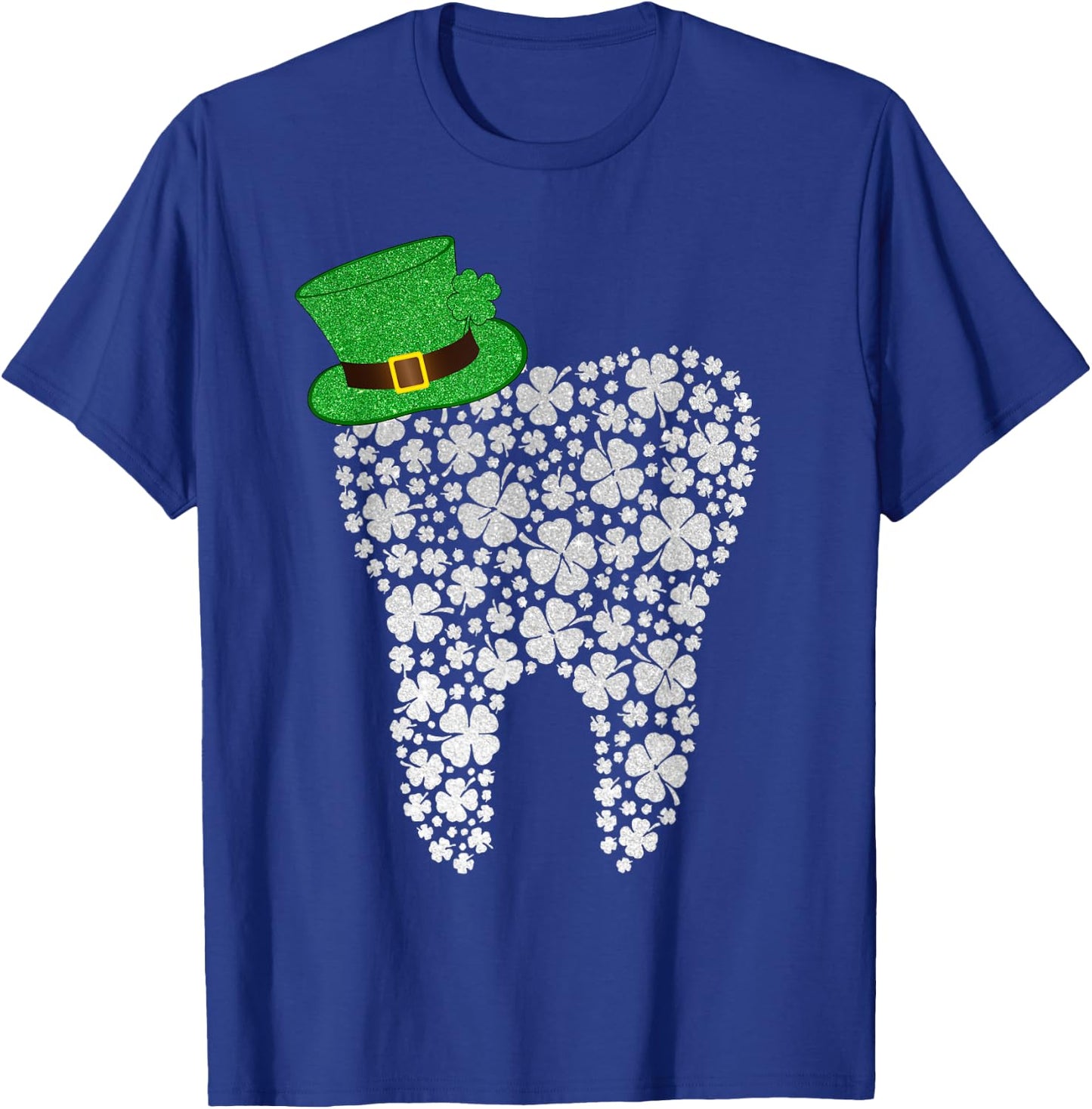 Happy ST Patrick's Day Dentist Irish Tooth Shamrocks Dental T-Shirt - T-Shirt | Royal