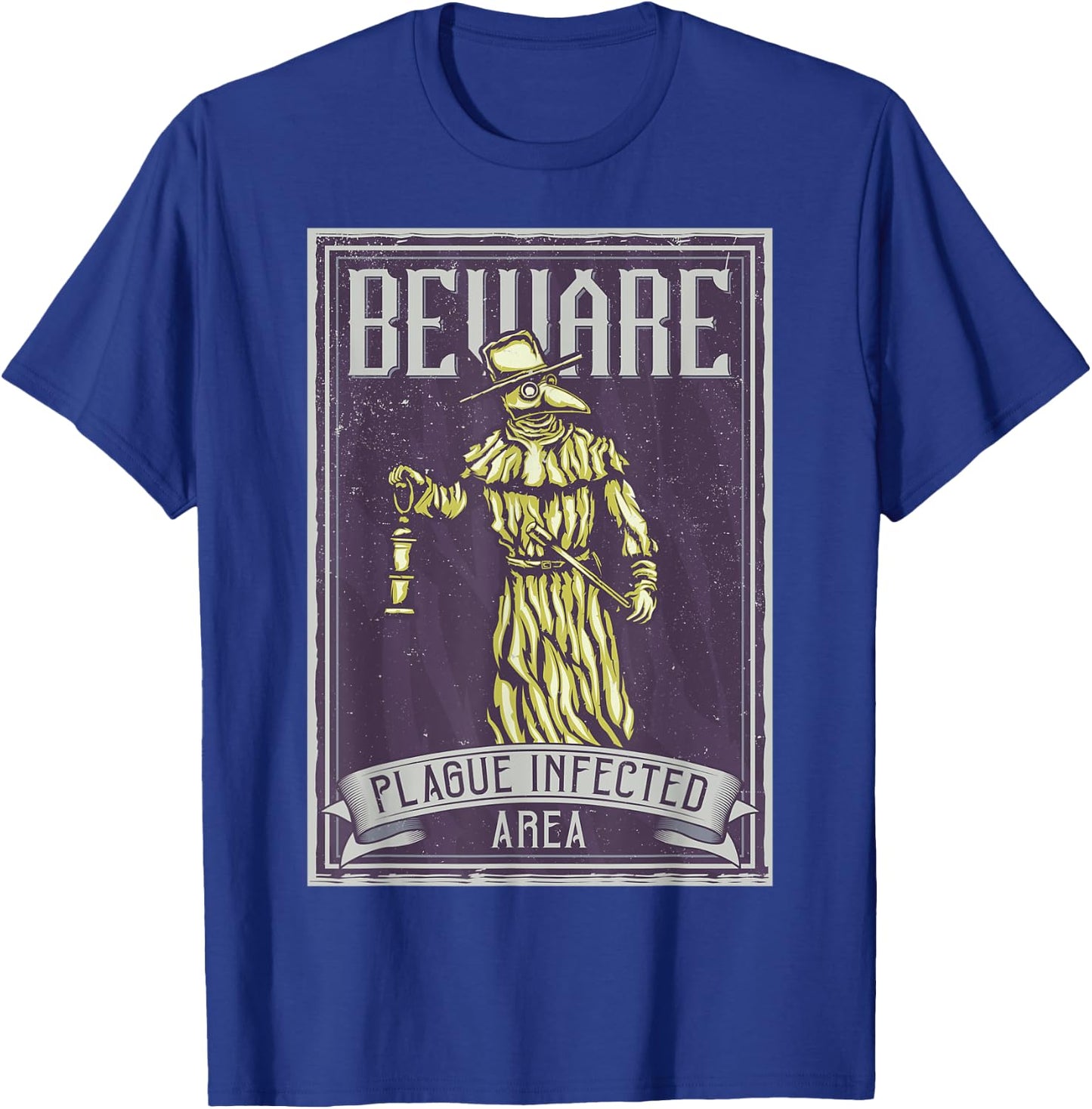 Caution Pest-Infected Area Steampunk T-Shirt - T-Shirt | Royal