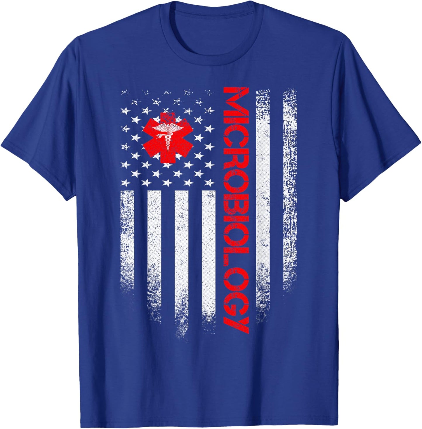 Vintage USA Microbiology Doctor American Flag Microbiologist Men T-Shirt - T-Shirt | Royal