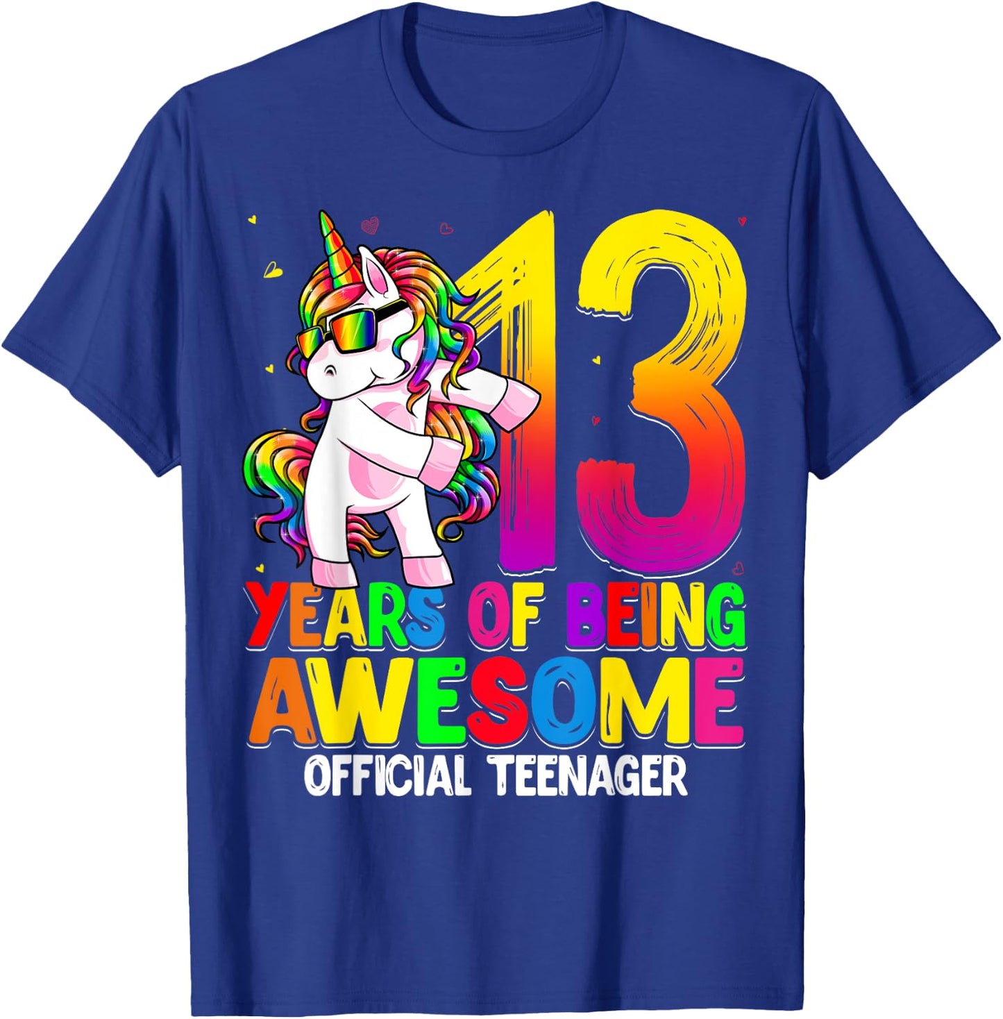 Official Teenager 13th Birthday Unicorn Flossing 13th Bday T-Shirt - T-Shirt | Royal
