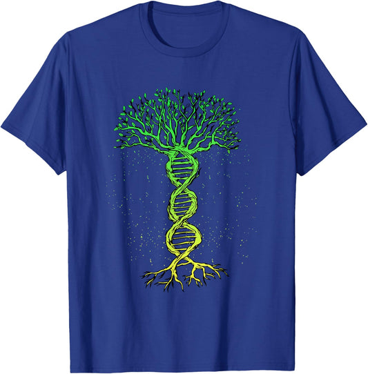 DNA Tree Life Genealogy Biologist Genetics Science Earth Day T-Shirt - T-Shirt | Royal