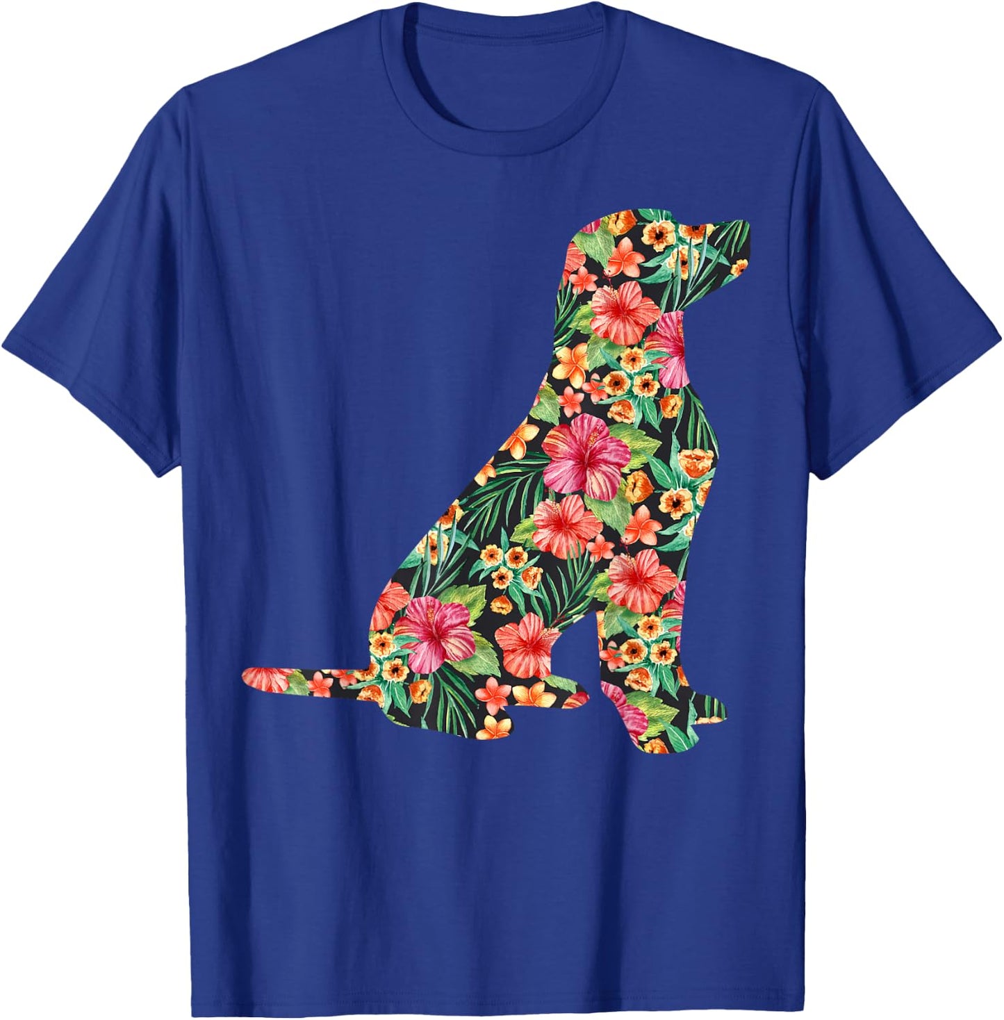 Labrador Flower Funny Dog Silhouette Floral Gifts Women Men T-Shirt - T-Shirt | Royal