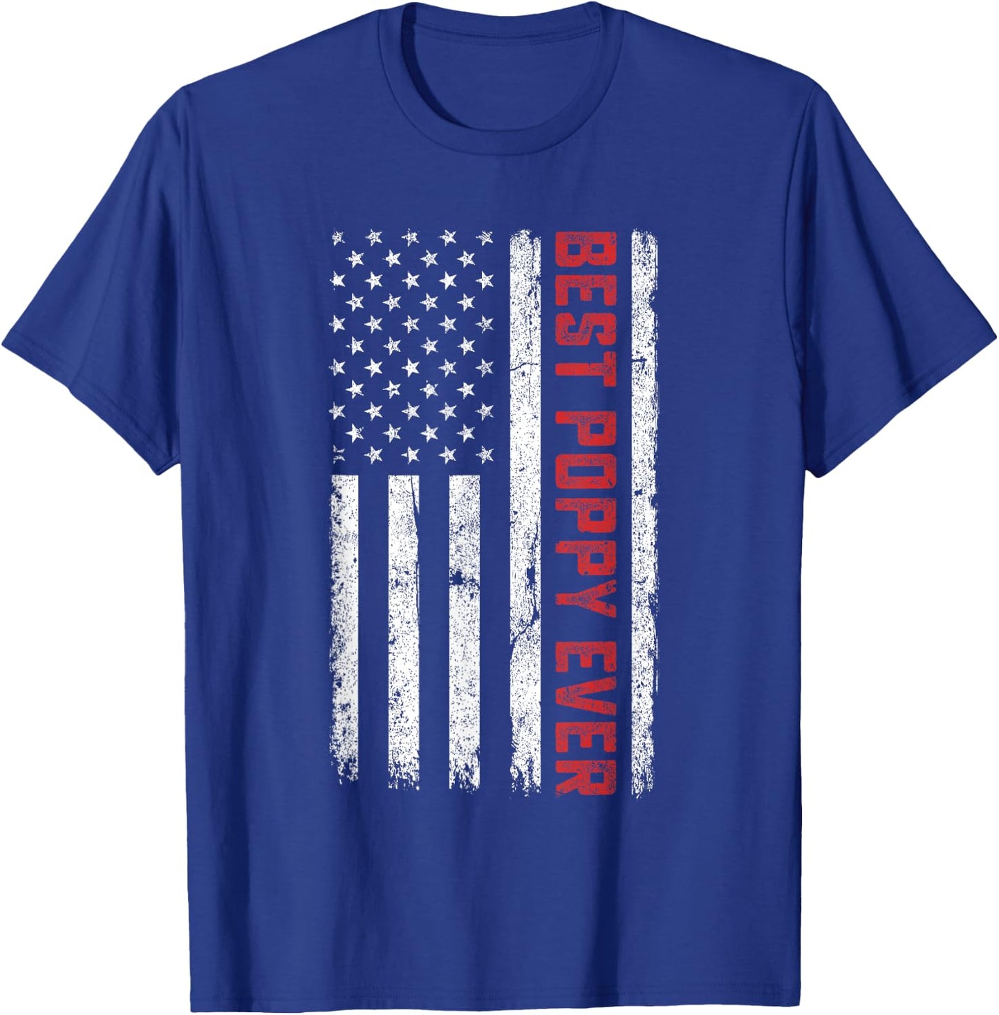 USA American Flag Best Poppy Ever Retro Fathers Day T-Shirt - T-Shirt | Royal