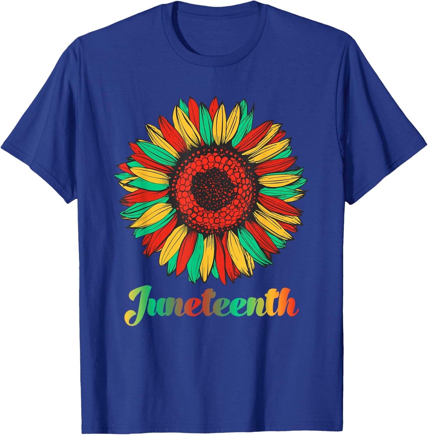 Sunflower Fist Juneteenth Black History African American T-Shirt - T-Shirt | Royal