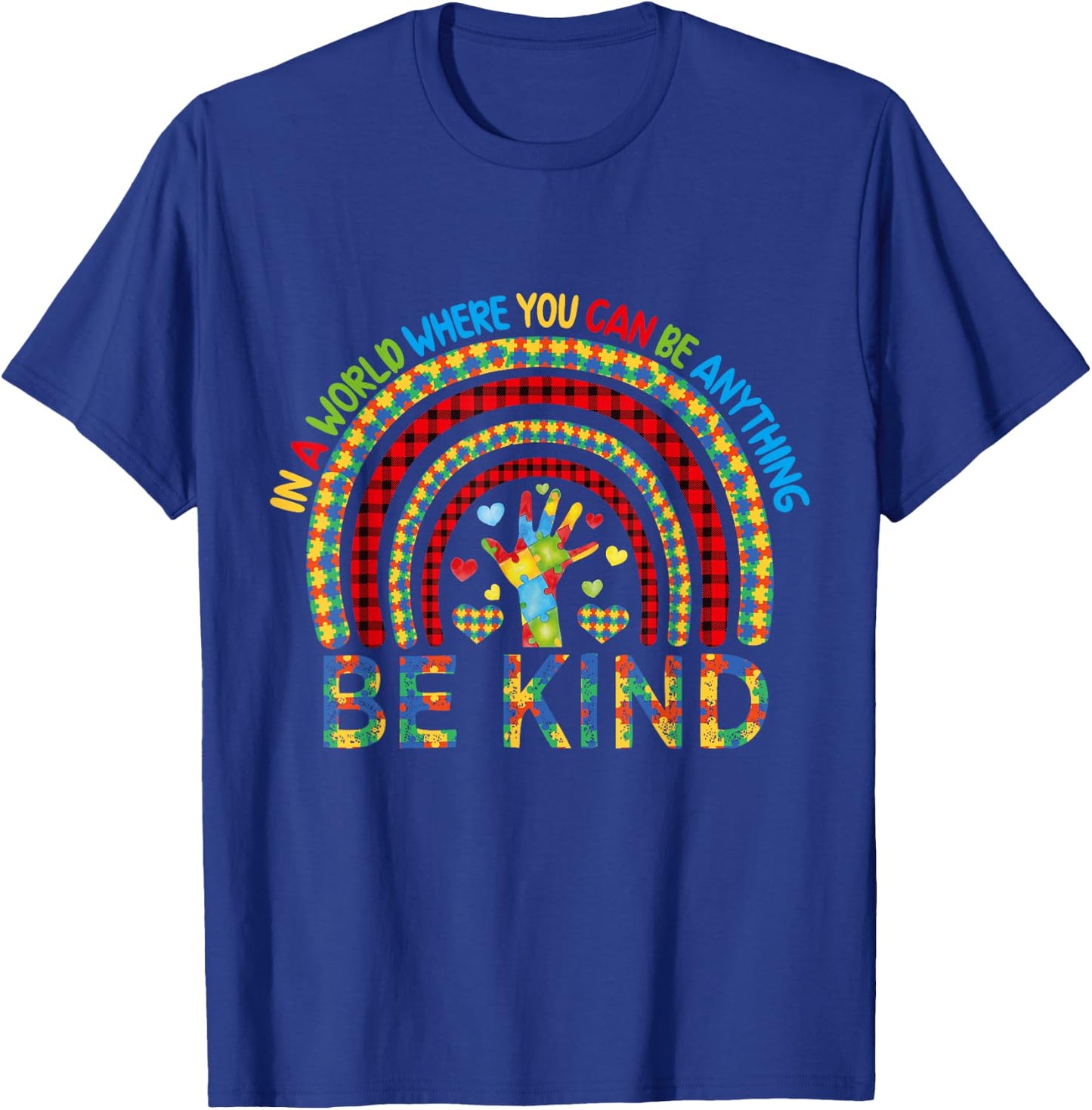 Kindness Autism Awareness Rainbow World Autism Awareness Day T-Shirt - T-Shirt | Royal