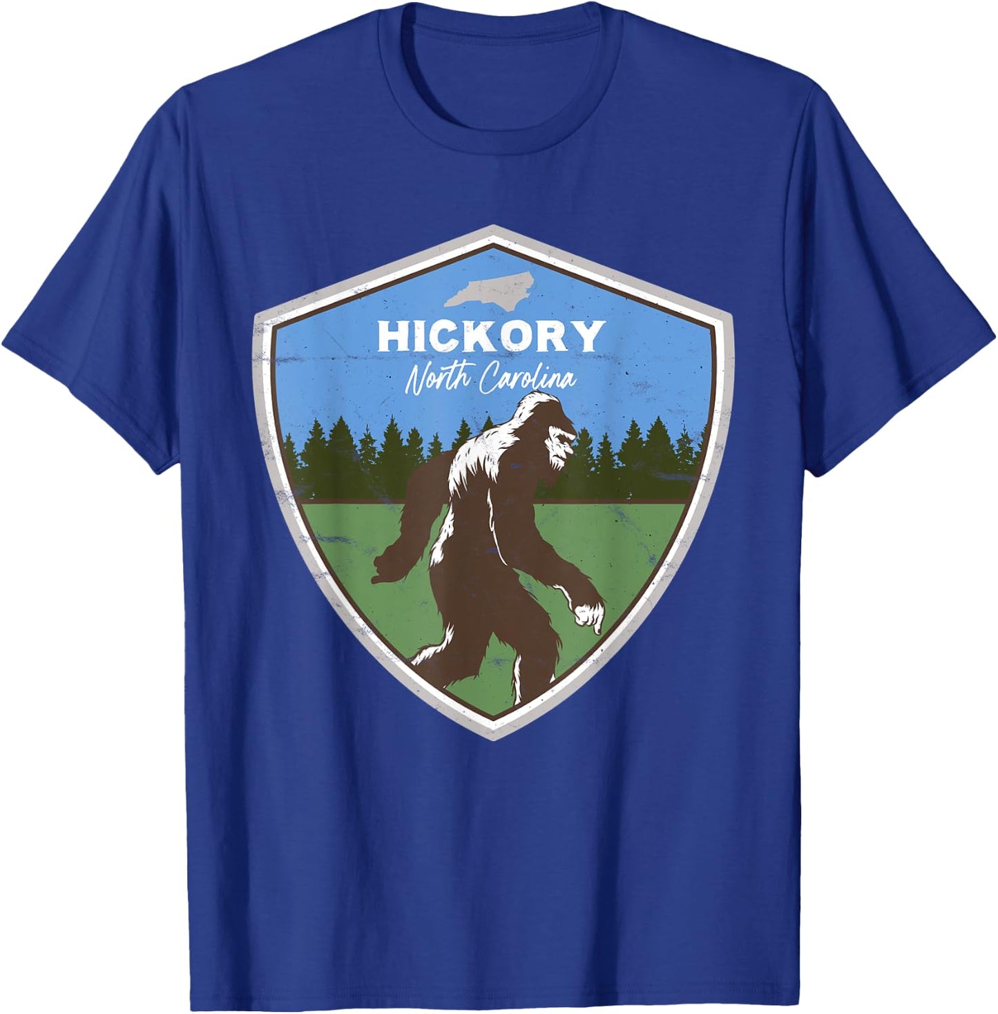 Bigfoot Sighting at Hickory North Carolina NC Funny T-Shirt - T-Shirt | Royal