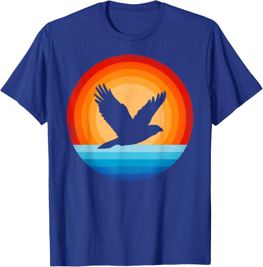Hawk Retro Vintage 60s 70s Sunset Bird Lovers Men Women T-Shirt - T-Shirt | Royal