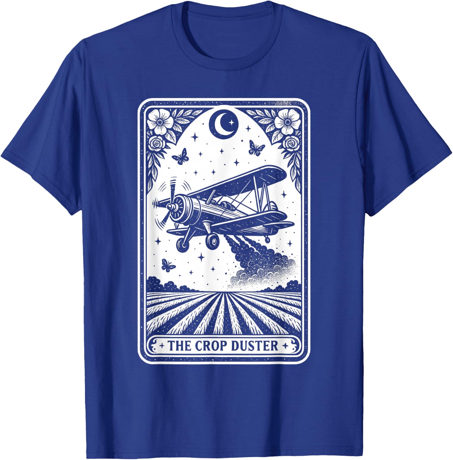 Crop Duster Airplane Tarot Card Vintage Flying Plane Art T-Shirt - T-Shirt | Royal