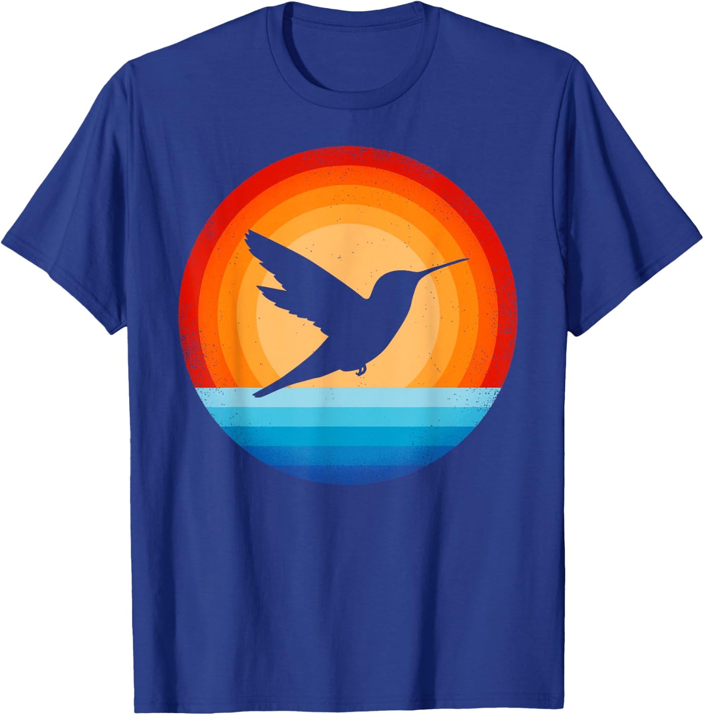 Hummingbird Retro Vintage 70s Sunset Bird Lovers Men Women T-Shirt - T-Shirt | Royal