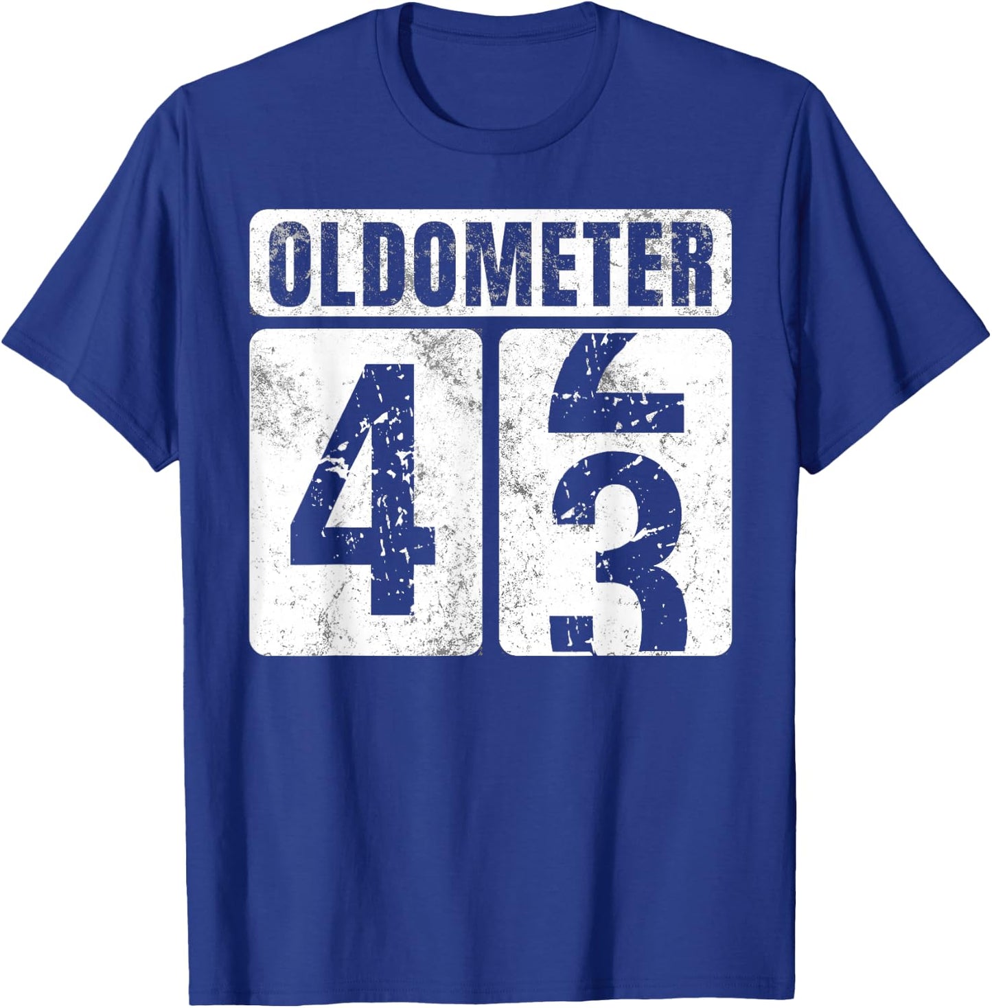 Oldometer 43 Shirt Vintage Funny 43rd Birthday Gift T-Shirt - T-Shirt | Royal