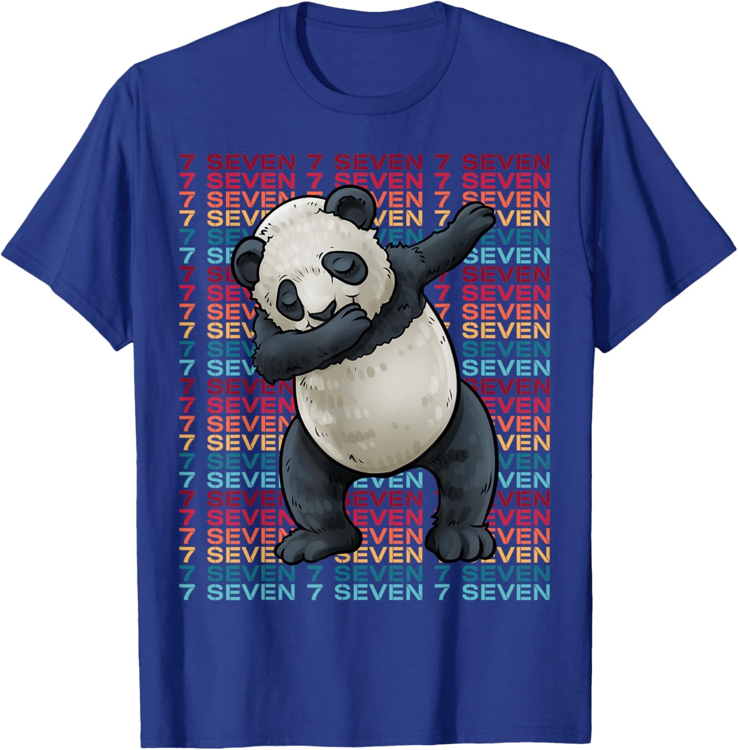 7 Years Old Panda Dabbing 7th Birthday Panda Party T-Shirt - T-Shirt | Royal