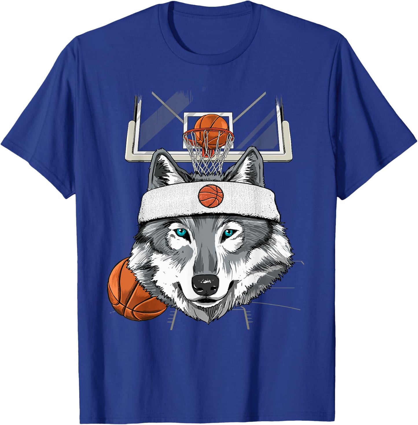 Wolf Basketball Player Coach Sport Basketball Lover Baller T-Shirt - T-Shirt | Royal