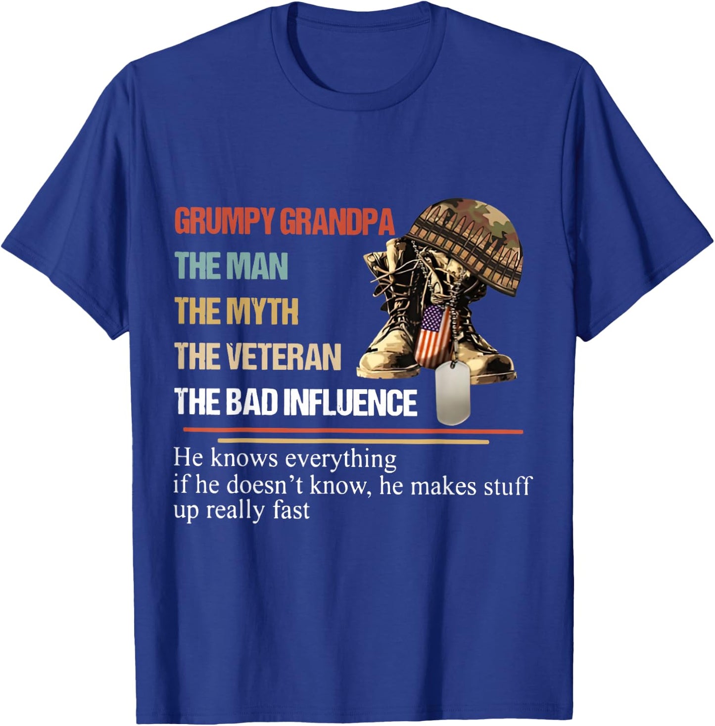 Grumpy Grandpa The Man The Myth The Veteran T-Shirt - T-Shirt | Royal